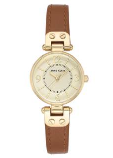 Leather Strap Watch Brown/Gold