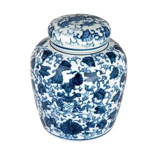 Blue & White Ceramic Ginger Jar